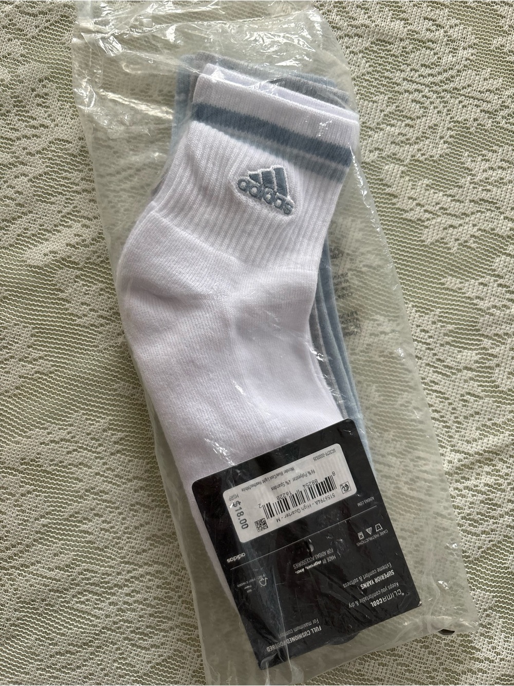 Adidas WOMENS HIGH QUARTER SOCKS 3 PAIRS NWT